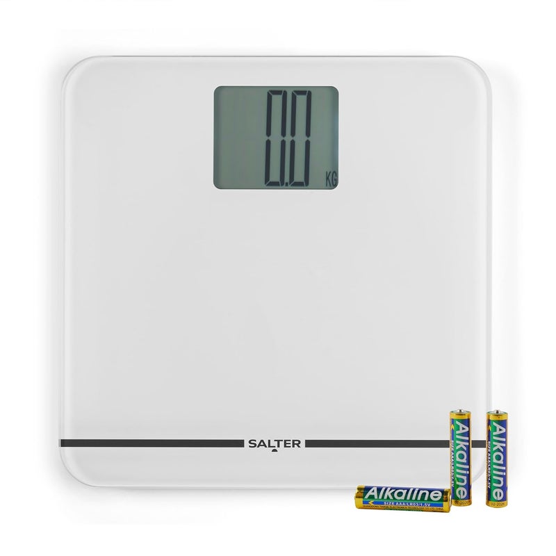 Salter Max Digital Bathroom Scale Supersize LCD Display 250 kg Capacity Large Platform Easy Read Carpet Feet Batteries Included Kglbs Instant Readings Weight Measurements White - Image 1