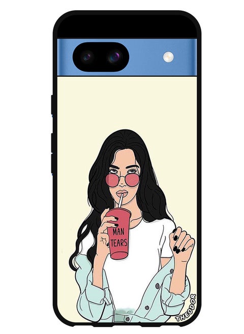 Protective Case Anti Scratch Shock Proof Bumper Cover For Google Pixel 8a Girl Drinking Coffee