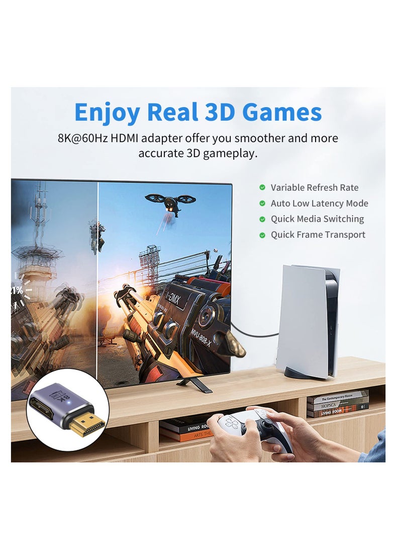 Excefore 8K HDMI Adapter, HDMI 90 Degree Adapter, 2.1 Male to Female Adapter, 48Gbps UHD HDMI Extender Connector Supports High Speed Video and Audio for HDTV, Laptop, 2pcs  - Image 5