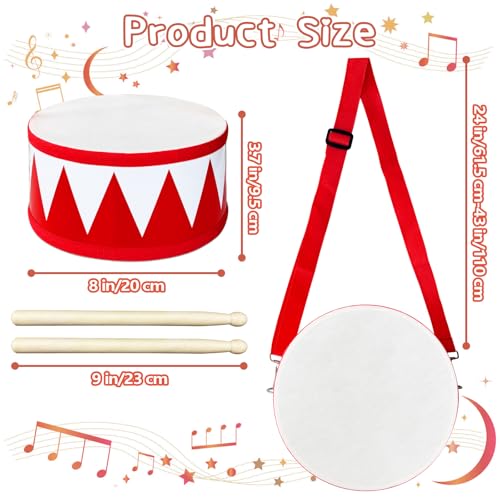 Xeehwb Kids Drum Set8 in Wooden Toy Drum SetEducational Baby Musical Toys Drum with Adjustable Strap 2 DrumsticksSensory Musical Instrument Drum Toy for Toddler Boys Girls GiftRed - Image 5