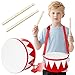 Xeehwb Kids Drum Set8 in Wooden Toy Drum SetEducational Baby Musical Toys Drum with Adjustable Strap 2 DrumsticksSensory Musical Instrument Drum Toy for Toddler Boys Girls GiftRed - Image 2