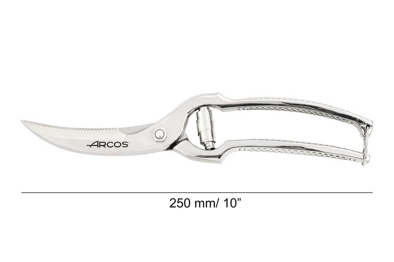 ARCOS Poultry Shears 10 Inch Nitrum Stainless Steel. Ergonomic Polyoxymethylene POM Handle. 250 mm. Series Ecopro. Butchers and professional cooks for cutting and chopping. Color Silver. - Image 3
