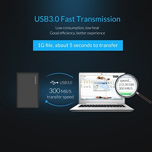Orico 2.5"(6.3cm) USB 3.0 HDD Enclosure Case Cover for SATA SSD HDD | SATA SSD HDD Enclosure High Speed USB 3.0 | Tool Free Installation | Black - Image 3