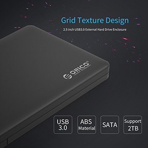 Orico 2.5"(6.3cm) USB 3.0 HDD Enclosure Case Cover for SATA SSD HDD | SATA SSD HDD Enclosure High Speed USB 3.0 | Tool Free Installation | Black - Image 2