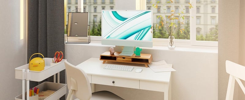 carpentray Solid Sheesham Wood Monitor Stand with Drawer - Multi-Purpose Desktop Storage Stand for Computer (100cm) - Image 5