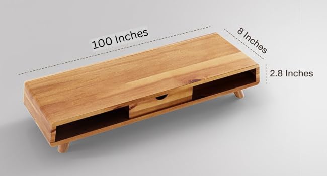 carpentray Solid Sheesham Wood Monitor Stand with Drawer - Multi-Purpose Desktop Storage Stand for Computer (100cm) - Image 2
