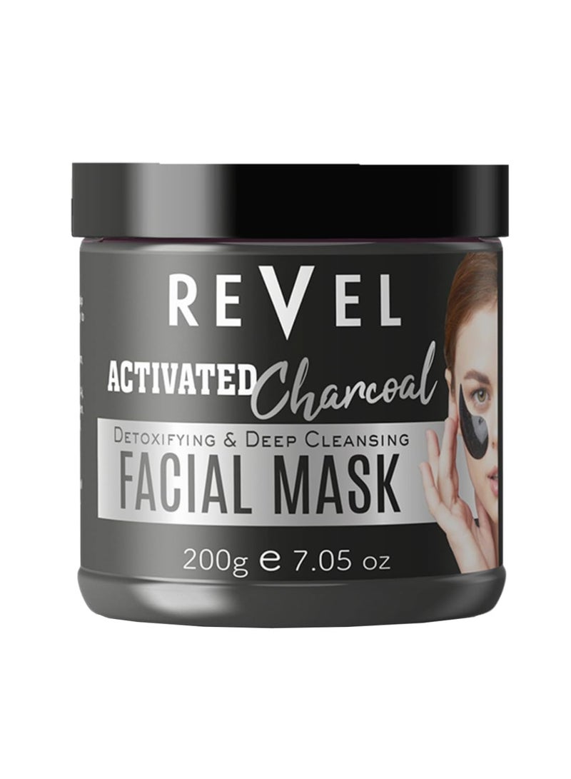 Revel Skin Care Activated Charcoal Detoxifying & Deep Cleansing Facial Mask For Men & Women 200g, Face Mask, Face Wash, Daily Use Facial Mask, Treatment, SPA