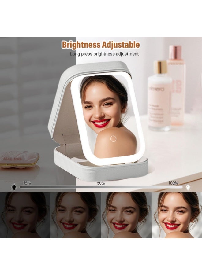 Bukela 3-Color LED Travel Jewelry Case and Makeup Bag with Mirror, Dust-Proof Jewelry Box, 10 Sealed Jewelry Bags - Compact Cosmetic Mirror Case for Women Girls Travel Essentials (White) - Image 4