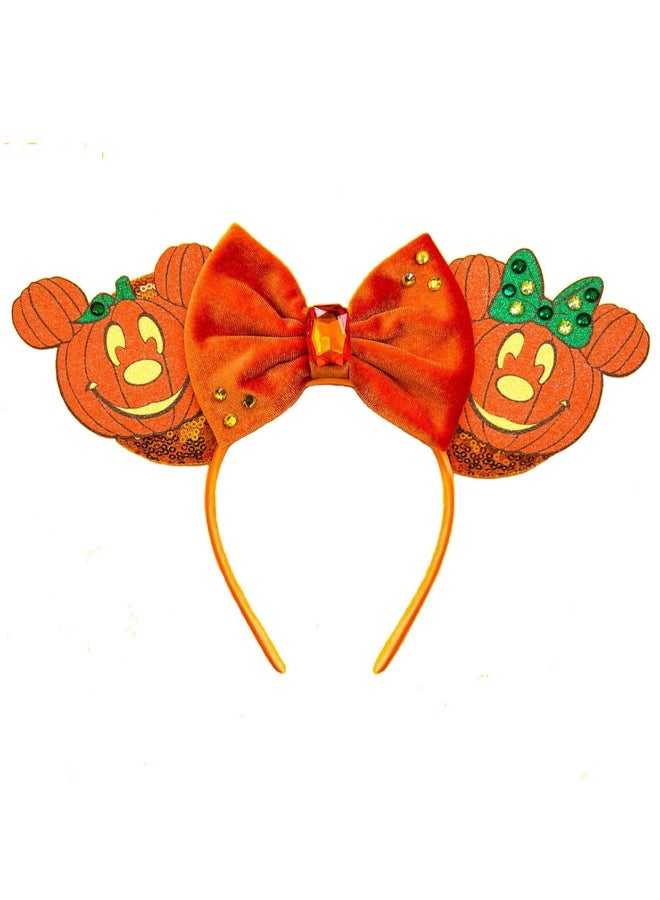 BPNHNA Halloween Mouse Ears Headband Pumpkin Ghost Skull Bat Hairband Sequin Bow Hair Hoop Headpiece for Party Favors - Image 2