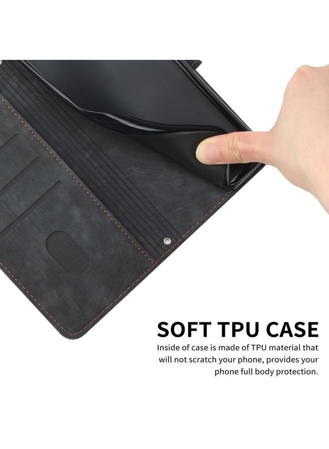 S-TOP Case For Infinix Hot 40i Skin Feel Stripe Pattern Leather Phone Case with Lanyard - Image 5