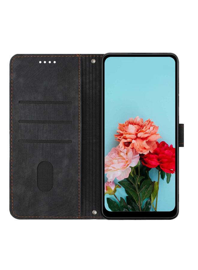 S-TOP Case For Infinix Hot 40i Skin Feel Stripe Pattern Leather Phone Case with Lanyard - Image 3