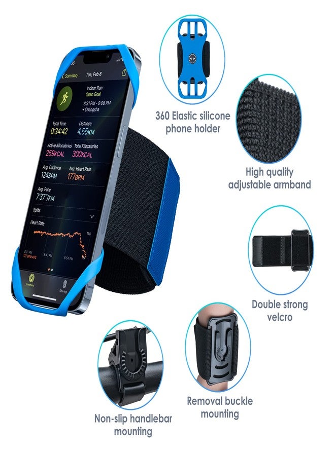Cikyner Running Armband, 3 in 1 Running Phone Holder Sports Armband Bicycle Phone Holder 360° Rotatable & Detachable Running Phone Armband for 4.5-7'' iPhone for Gym Running Hiking - Image 4