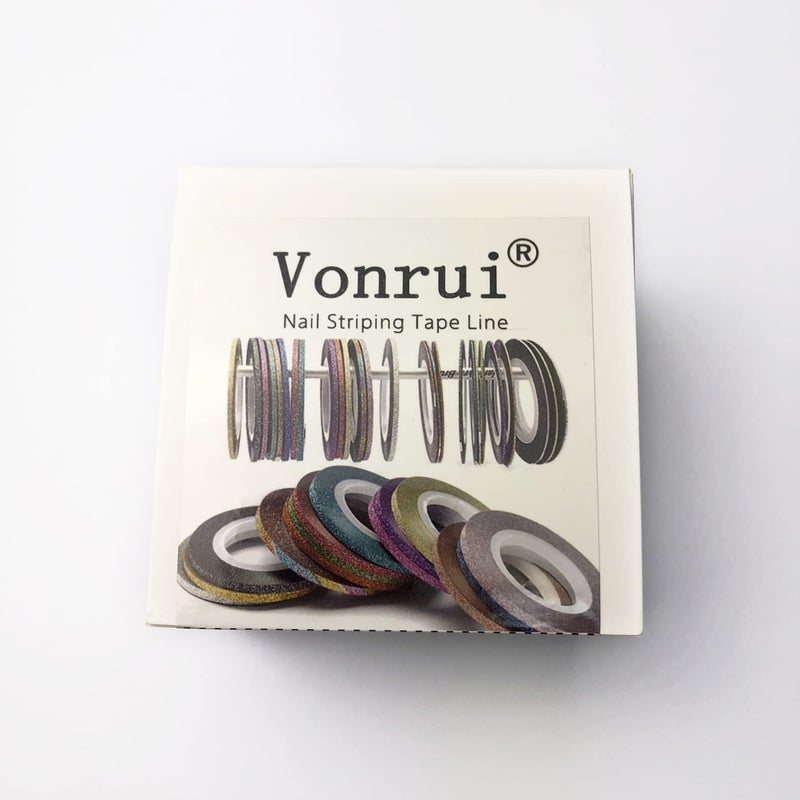 Vonrui Matte Nail Art Striping Tape Lines 36pcs Nail Tape for Nail Art Stickers Stripe Decals Glitter Nail Adhesive Nail Decoration Set Gold Silver - Image 3