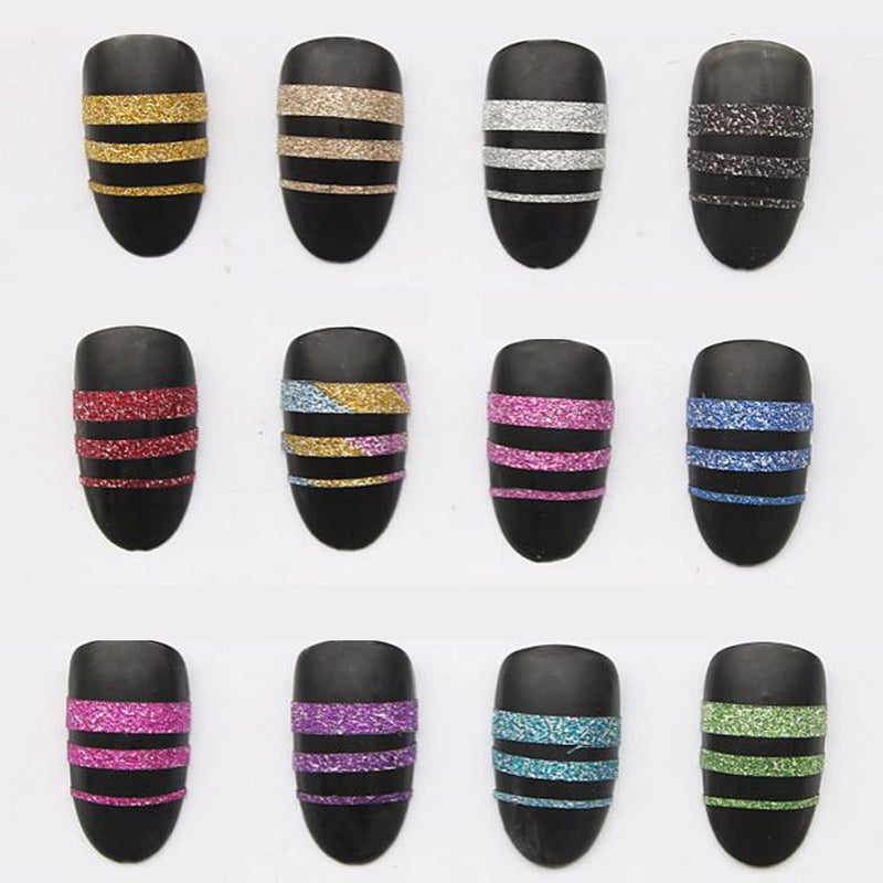 Vonrui Matte Nail Art Striping Tape Lines 36pcs Nail Tape for Nail Art Stickers Stripe Decals Glitter Nail Adhesive Nail Decoration Set Gold Silver - Image 4