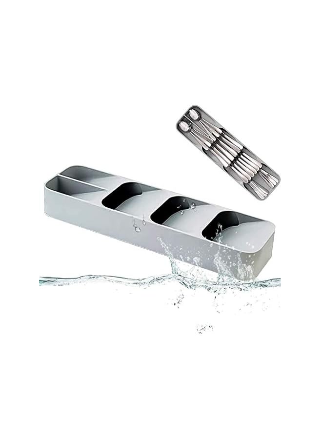 SHOWAY Kitchen Drawer Organizer Tray For Cutlery Silverware Utensil Holder And Cutlery Tray Gray - Image 4