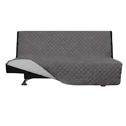 Easy-Going EasyGoing Futon Sofa Slipcover Reversible Armless Furniture Protector Couch Cover Water Resistant Pets Kids Children Dog Cat GrayLight Gray