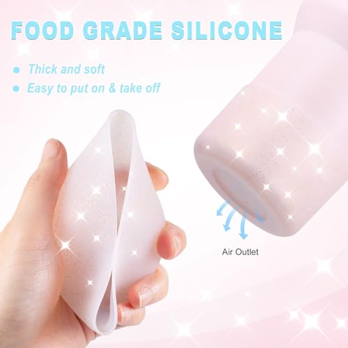 Onlymory Silicone Boot for 30 40 OZ Stanley Cup Accessories, Glitter Boots for Stanley 20OZ 30OZ Tumbler Ice-Flow 16OZ Bottle, Anti-Slip Bling Protector Bottom Cover Sleeve, Clear Rose Quartz Gold - Image 4