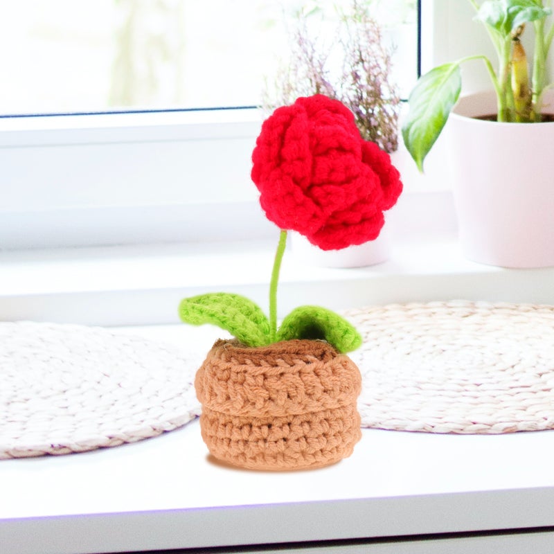 Crochet Artificial Flowers DIY Birthday Crochet Flowers Desk Home Decoration - Image 5