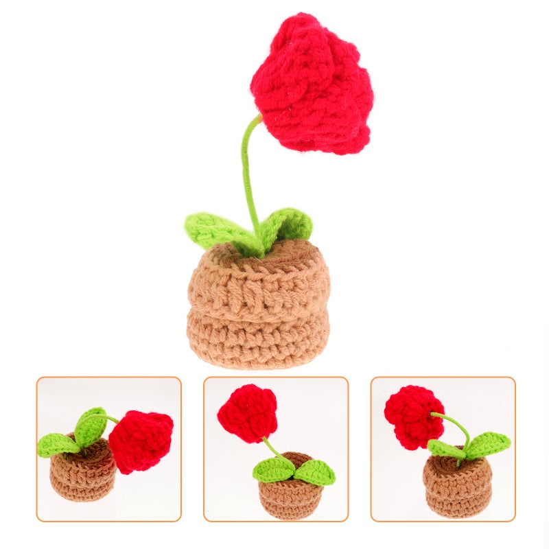 Crochet Artificial Flowers DIY Birthday Crochet Flowers Desk Home Decoration - Image 2