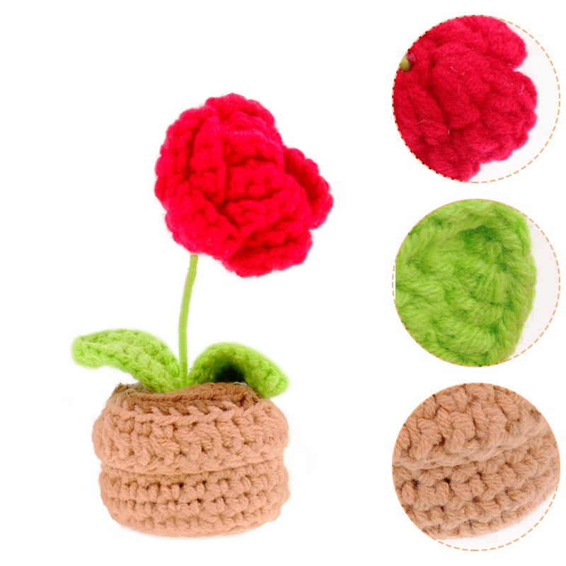 Crochet Artificial Flowers DIY Birthday Crochet Flowers Desk Home Decoration - Image 1