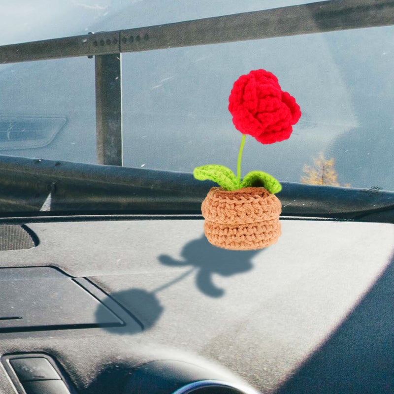 Crochet Artificial Flowers DIY Birthday Crochet Flowers Desk Home Decoration - Image 4