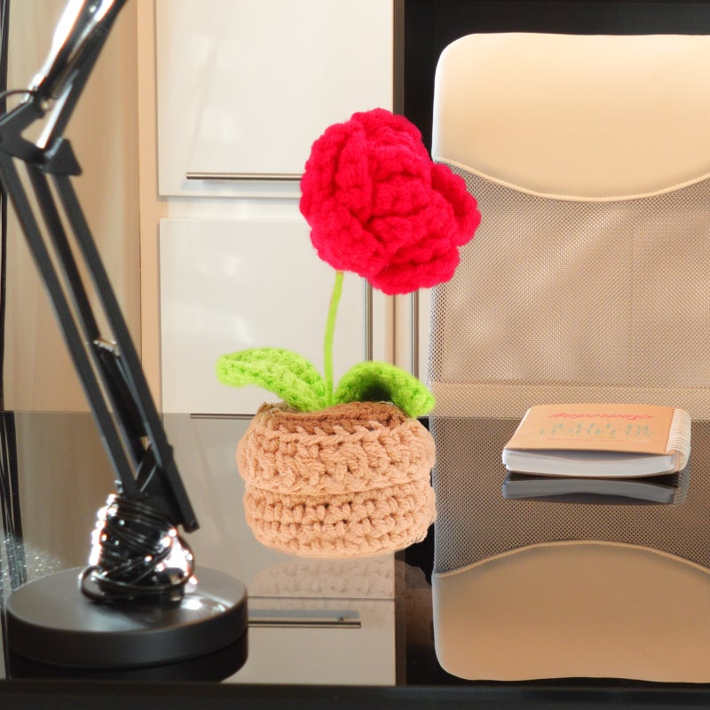 Crochet Artificial Flowers DIY Birthday Crochet Flowers Desk Home Decoration - Image 3