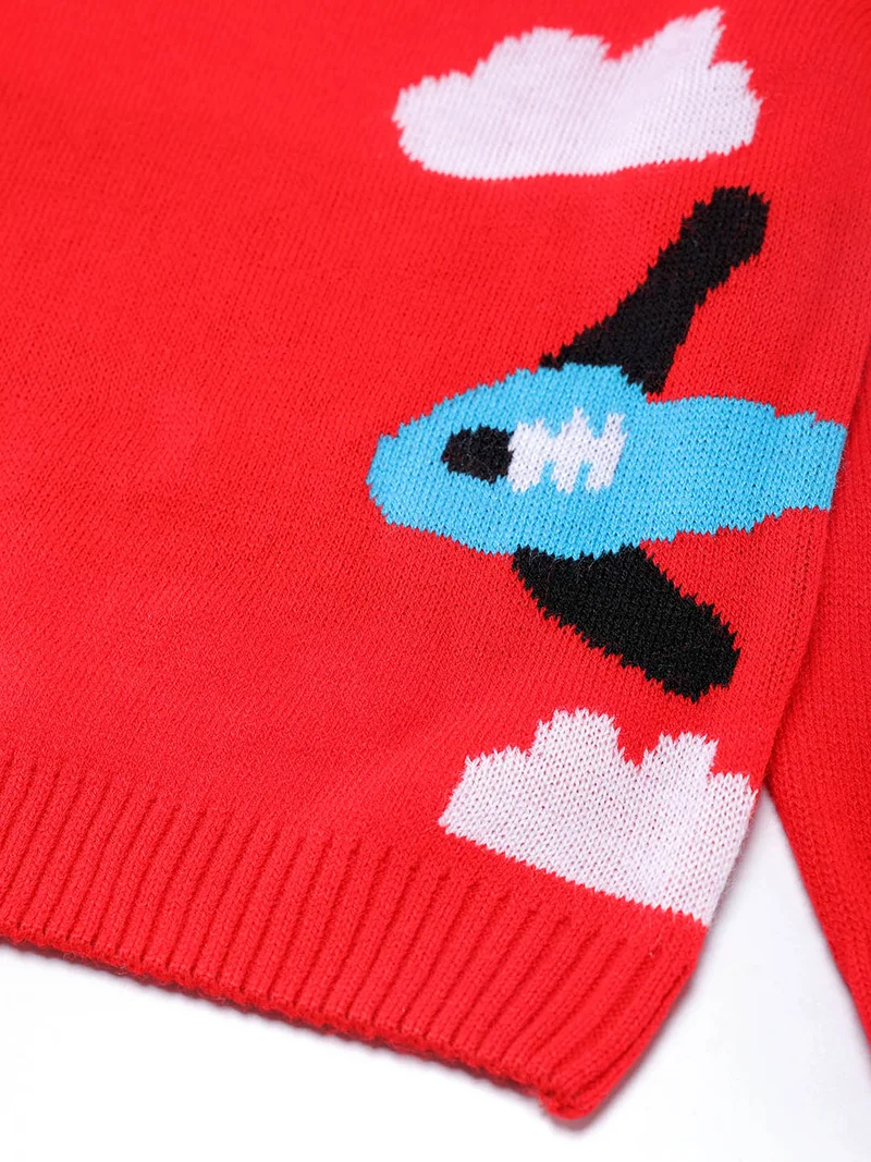 Nautinati  Nautinati Boys Cute Print Round Neck Full Sleeves Jacquard Knit Sweater  | Best Price UAE