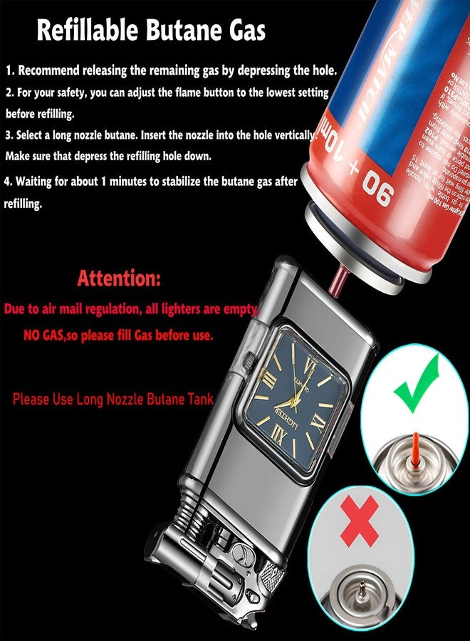 XQBBIDM Torch Lighter, Magic Dual Flame Dragon Lighter with Portable Size, Windproof Lighter with Visible Fuel Tank, Adjustable Flame Refillable Butane Lighter for Men Friends Gifts (Without Butane)- Gold-d - Image 4