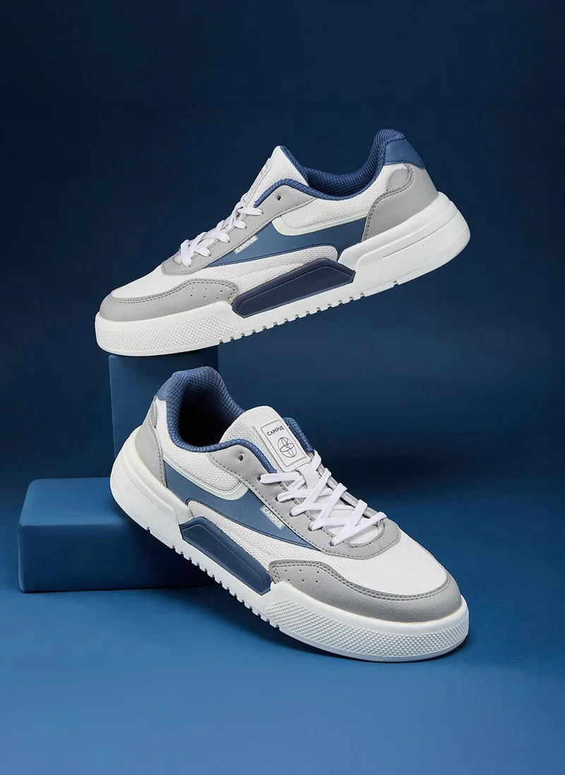Campus Men Savage Memory Foam Lace-Up Sneakers-White