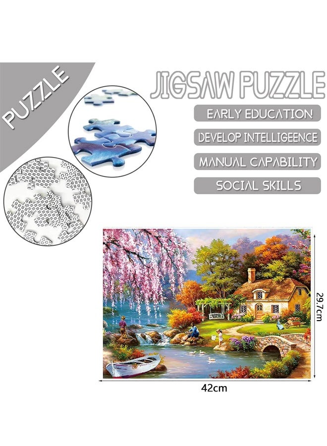 1000 قطعة من المناظر الطبيعية والريف لغز اللغز ، 42 * 29.7 سم لعبة تخفيف الإجهاد ، مجموعة تطوير التعليم المبكر للأطفال البالغين - Image 3