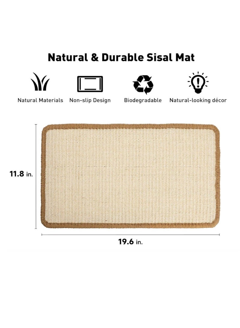 سجادة خدش للقطط، 19.6 × 11.8 بوصة، سجادة خدش للقطط من السيزال الطبيعي، سجادة لخدش أرضية القطط أفقية - Image 2