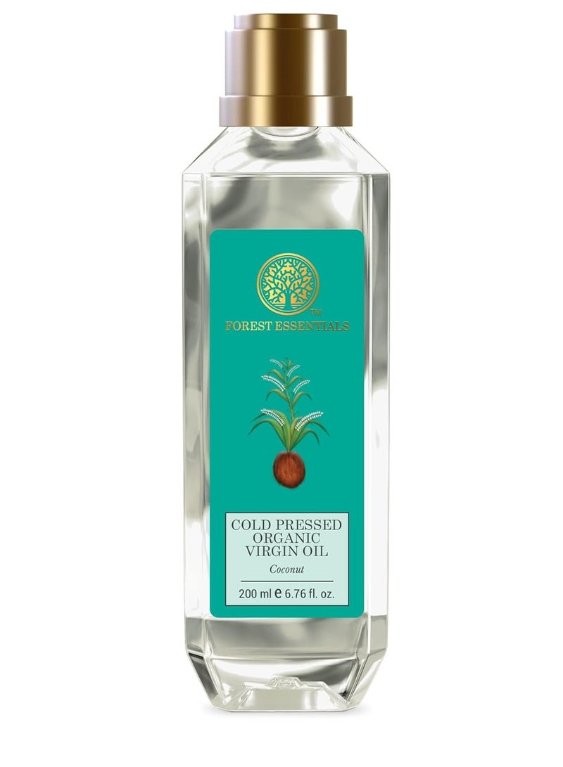 فورست اسينشالز زيت جوز الهند البكر العضوي المعصور على البارد المعصور على البارد | غني بفيتامين E مع زيت جوز الهند النقي للتدليك للشعر والبشرة | 200 مل - Image 1