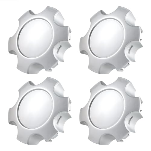 KPALAG 4 PCS Wheel Center Hub Caps Compatible with 6 Lugs Tundra 17" 5 Twin Spoke Silver Wheels 2003-2006, Sequoia 17" 5 Twin Spoke Silver Wheels 2003-2007 Replace#: 42603-AF030 - Image 1