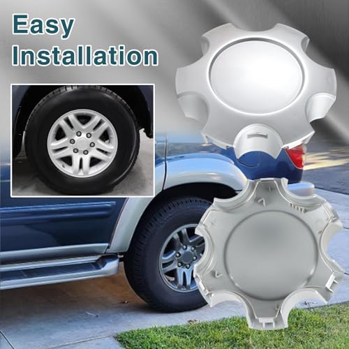 KPALAG 4 PCS Wheel Center Hub Caps Compatible with 6 Lugs Tundra 17" 5 Twin Spoke Silver Wheels 2003-2006, Sequoia 17" 5 Twin Spoke Silver Wheels 2003-2007 Replace#: 42603-AF030 - Image 5