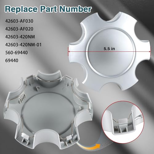 KPALAG 4 PCS Wheel Center Hub Caps Compatible with 6 Lugs Tundra 17" 5 Twin Spoke Silver Wheels 2003-2006, Sequoia 17" 5 Twin Spoke Silver Wheels 2003-2007 Replace#: 42603-AF030 - Image 3