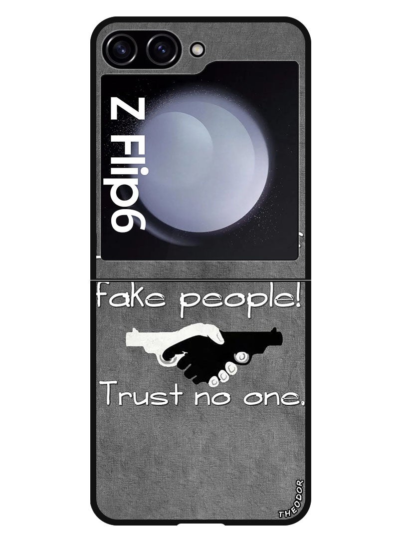 Theodor Protective Case Anti Scratch Shock Proof Bumper Cover For Samsung Galaxy Z Flip 6 Life is Full of Fake People - Image 1