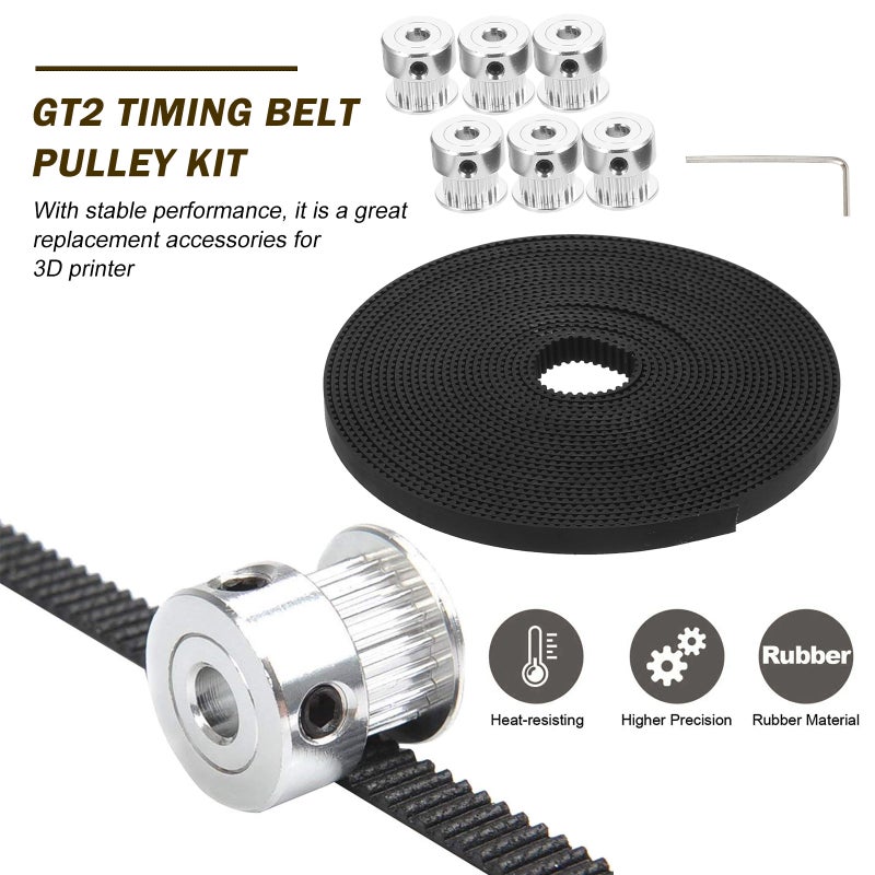 1 Set 5M Timing Belt and 20 Teeth Bore Timing Belt Pulley Wheel with Wrench - Image 3