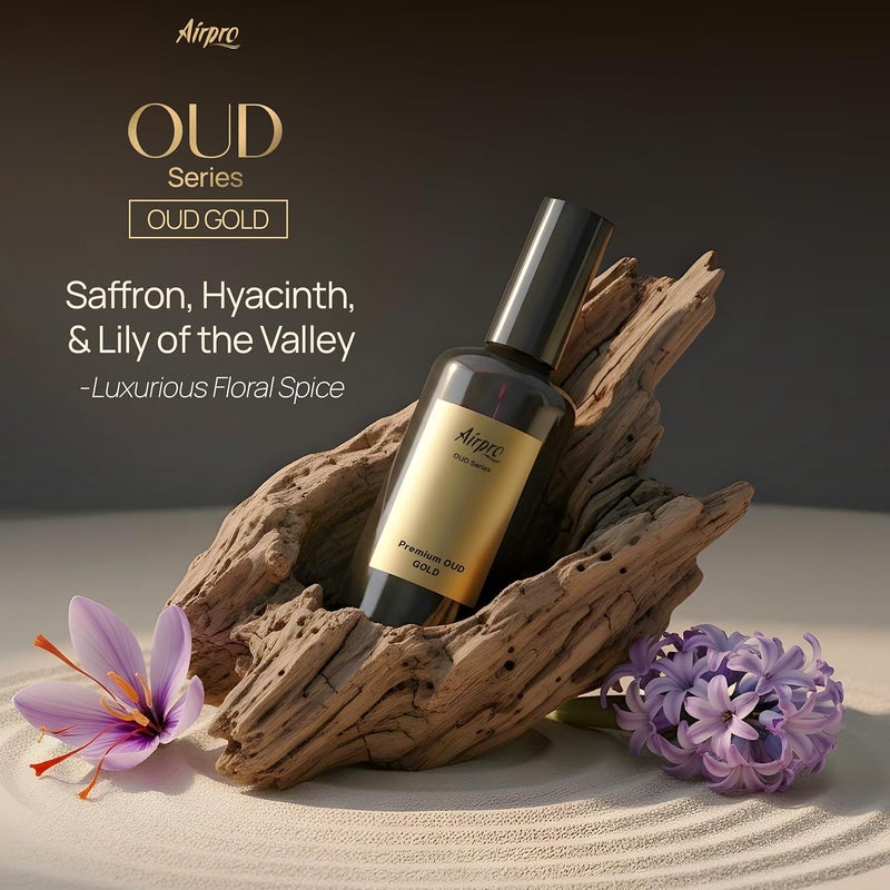 Airpro معطر هواء بخاخ عود فاخر - عطر عود جولد للسيارة | بخاخ عطر عود طويل الأمد للسيارة، المكتب، المنزل، الغرفة والكابينة | ملحقات سيارات فاخرة وعطر عود فاخر 100 مل - Image 3