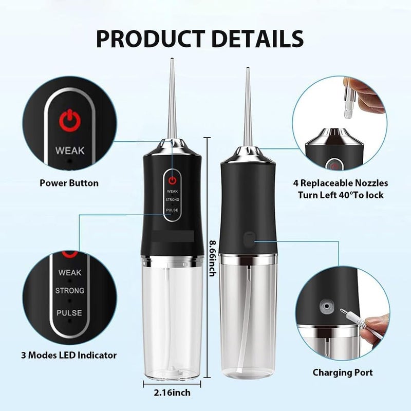 BSBDA Water-Flosser-Cordless-Teeth-Cleaner Water Dental Flosser with 3 Modes 4 Jets Rechargeable Dental Oral Irrigator for Home Travel (Style -2) - Image 2