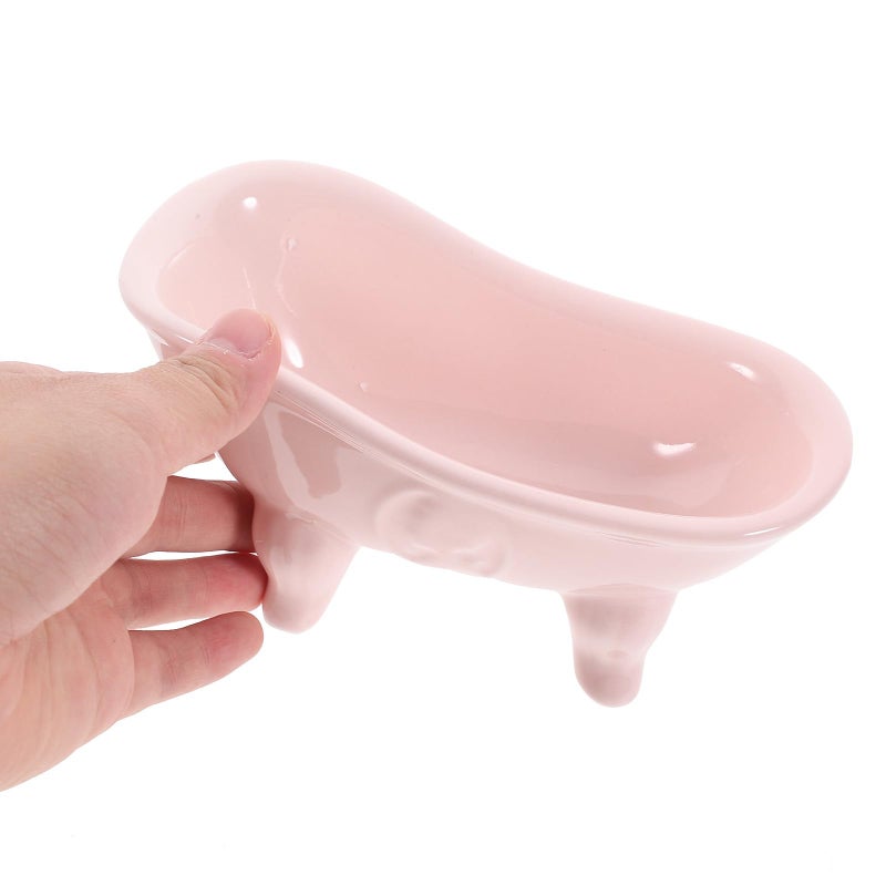 Ceramic Soap Dish Holder Pink Draining Bar Soap Tray for Bathroom Shower Home Use - Image 5