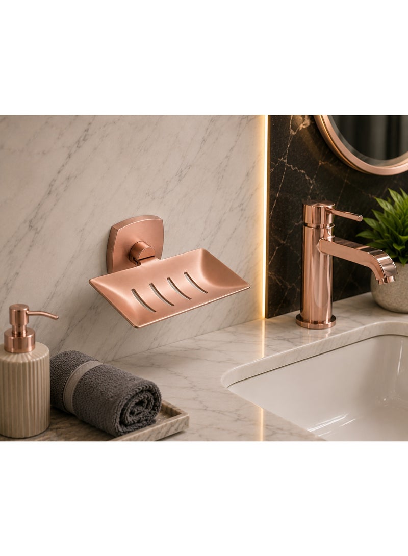 Stainless Steel Soap Holder with Square Base – Modern and Elegant Design (Rose Gold) - Image 2