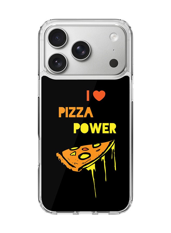 Stylizedd Classic Clear MagSafe Case for iPhone 17 Pro , Hybrid Soft Case Flexible Edges Anti Drop TPU PC Gel Thin Transparent Cover [ Designed for iPhone 17 Pro ] - I Love Pizza (Black)