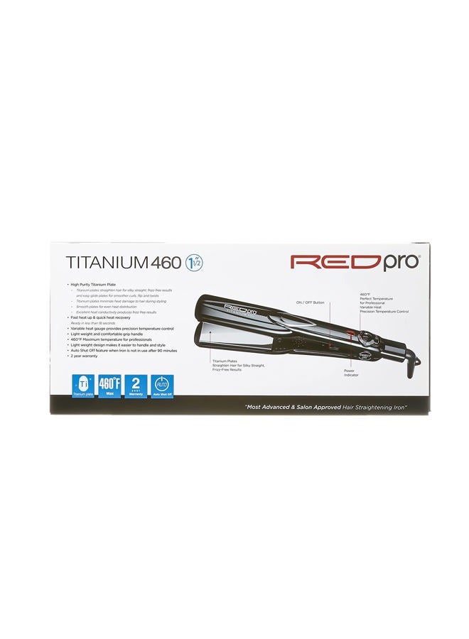 Red pro Titanium 460 Styler Flat Iron, 1 1/2" for Silk Pressing & Keratin Treatments, Eliminates Frizz, Instant Heat, Auto Shut-Off, Heavy Duty Swivel Cord - Image 2