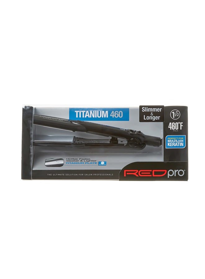 Red pro Titanium 460 Styler Flat Iron, 1 1/2" for Silk Pressing & Keratin Treatments, Eliminates Frizz, Instant Heat, Auto Shut-Off, Heavy Duty Swivel Cord - Image 1