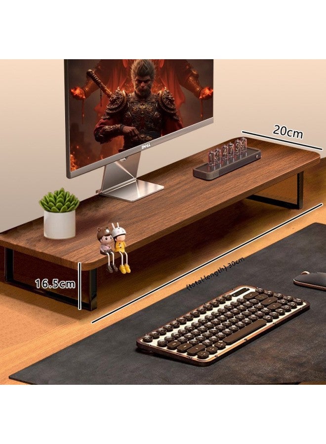 Desktop Computer Elevated Rack Monitor Bracket Office Desktop Rack Station Storage Rack Notebook Bottom Bracket-Colour:30*20 Walnut Color  - Image 1