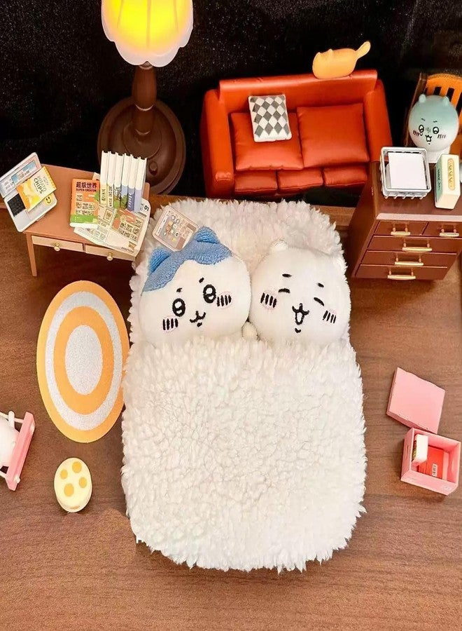 KnocKconK Hamster Mini Cotton Sofa Chair, Small Animal Blue Red Bed Cozy with Pillow, Cage Decor Photo Toys, Relax Habitat House Accessories, Sleep Pad Rest Nest for Hamster, Mice (White) - Image 3