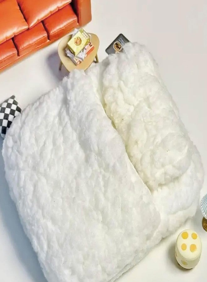KnocKconK Hamster Mini Cotton Sofa Chair, Small Animal Blue Red Bed Cozy with Pillow, Cage Decor Photo Toys, Relax Habitat House Accessories, Sleep Pad Rest Nest for Hamster, Mice (White) - Image 4