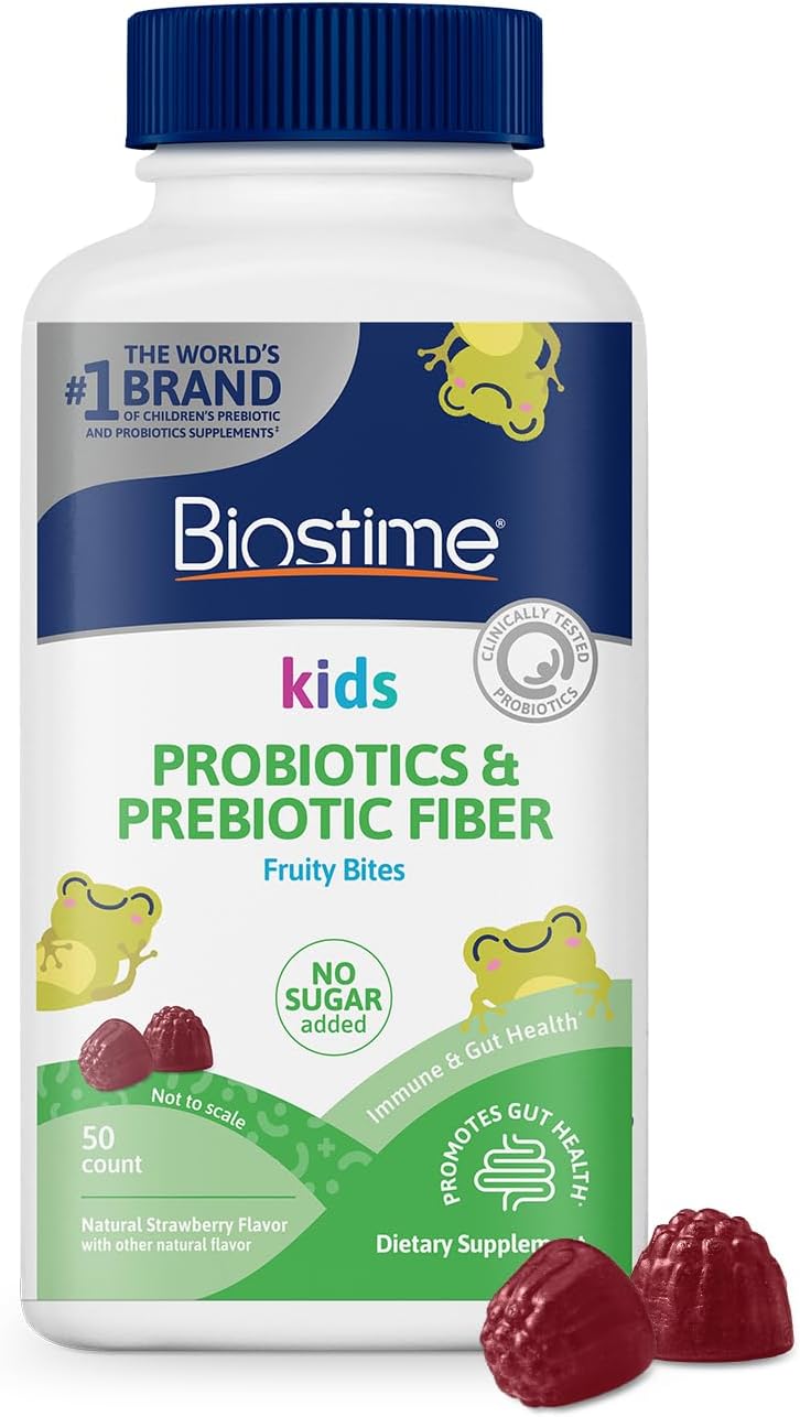 Biostime جواهر بيوستيم للأطفال - حلوى بروبيوتيك وبريبايوتيك للأعمار من 4 سنوات - بروبيوتيك للأطفال - تحتوي على 2 مليار CFU لدعم صحة الجهاز الهضمي - بدون سكر مضاف - قطع فواكه - خالية من 9 مسببات حساسية رئيسية - 50 قطعة - Image 1