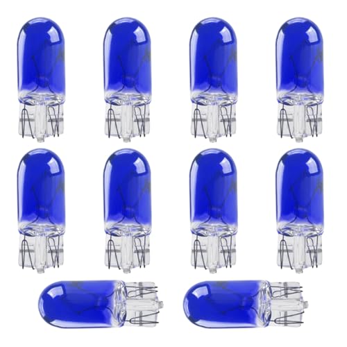 ZIMISI 10PCS T10 Car Brake Light Bulb 12V 5W Flat Foot Halogen Width Indicator Lights Quartz Glass Turn Signal Bulb Plug and Play Instrument Lights Car Lighting Replacement Accessories Blue - Image 1