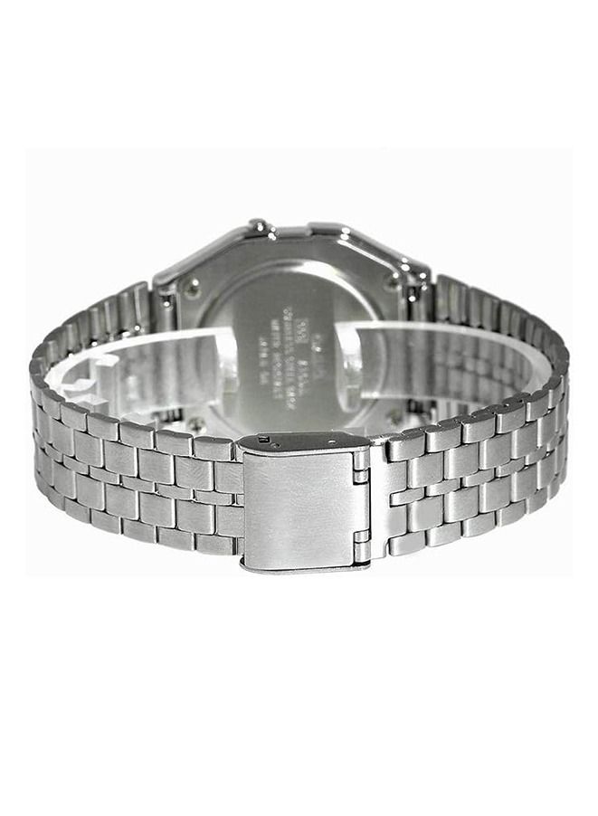 Water Resistant Digital Watch, Round Quartz Watch with Stainless Steel Strap, Classic Digital Display Quartz Silver Watch 33 mm - Image 2